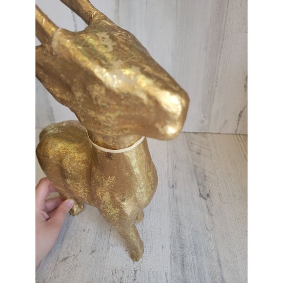 Paper mache rustic golden reindeer Xmas home decor - Picture 9 of 10
